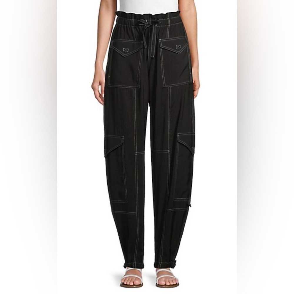GANNI Ladies Women’s Size Small Black Cargo Pants Paperbag Waist NWOT